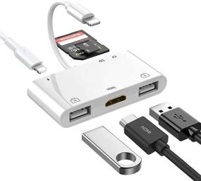 img 4 attached to 🔌 6-в-1 Хаб Lightning для iPad: конвертер Lightning в HDMI Digital AV, считыватель TF и SD карт, адаптер для камеры USB, совместим с Power Delivery для iPhone, iPad и других USB устройств