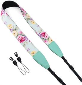 img 1 attached to 📷 Cotton Camera Neck Shoulder Strap Belt in Green Floral - Compatible with DSLR/SLR - Ideal for Men and Women