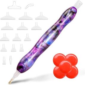 img 4 attached to Инструменты для бриллиантовой вышивки Derulolo Diamond Painting Pen - Сине-фиолетовые ручки для искусства смолы, двусторонние, с эргономичным дизайном, 16 различных наконечников и 5 круглых восков - идеально подходят для вышивки, нейл-арт, мозаичного мастерства и многого другого, аксессуары включены.