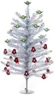 🎄 kurt adler silver tinsel miniature christmas tree (18 inch) - 140 tips with base - new miniature holiday décor logo