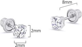 img 3 attached to 💎 925 Sterling Silver Rhodium Plated 2mm Basket Cubic Zirconia Stud Screwback Earrings for Baby Girls - Stylish & Secure Jewelry Accessory"