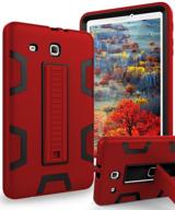 🖤 tianli samsung galaxy tab e 9.6 case: red black, anti-scratch shockproof full body armor, sturdy kickstand, anti-fingerprint protection logo