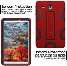 img 1 attached to 🖤 TIANLI Samsung Galaxy Tab E 9.6 Case: Red Black, Anti-Scratch Shockproof Full Body Armor, Sturdy Kickstand, Anti-Fingerprint Protection