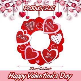 img 3 attached to ❤️ Valentine's Day Heart Shaped Wreath Hanging Sign - 12 Inch Wall Plaques for Home Decoration with Glitter and White String Light - Ideal for Valentine's Day Decorations, Indoor and Outdoor Use