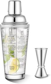 img 4 attached to 🍸 Premium Glass Cocktail Shaker with Printed Recipes - 14 oz Martini Shaker, Stainless Steel Mixing, Leak-Proof Lid - Bartender Kit Gifts