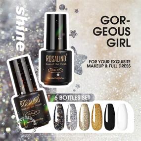 img 1 attached to 💅 ROSALIND Gel Nail Polish Set - Black, White, Gold Glitter - 6 Color Manicure Beauty - Semi Permanent Varnish - UV LED Lamp - Nail Art Design - 7ml