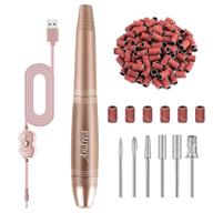💅 andrea portable efile nail drill machine for acrylic nails - 100 sanding bands and 6 nail drill bits included - electric nail drill (gold) logo