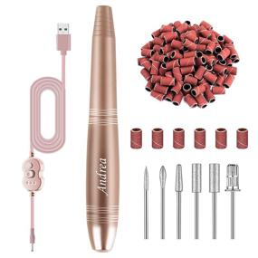 img 4 attached to 💅 Andrea Portable Efile Nail Drill Machine for Acrylic Nails - 100 Sanding Bands and 6 Nail Drill Bits Included - Electric Nail Drill (GOLD)