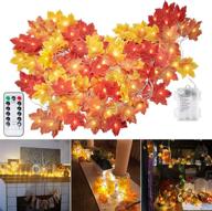 🍂 fall leaves garland with lights - christmas lights, 20 ft, 40 led, battery operated, waterproof, 8 modes - ideal for indoor/outdoor thanksgiving, christmas decorations, fall decor, parties логотип