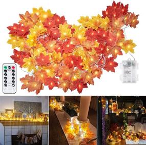 img 4 attached to 🍂 Fall Leaves Garland with Lights - Christmas Lights, 20 Ft, 40 LED, Battery Operated, Waterproof, 8 Modes - Ideal for Indoor/Outdoor Thanksgiving, Christmas Decorations, Fall Decor, Parties