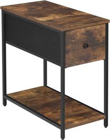 img 4 attached to 🏮 Rustic Brown and Black Industrial End Table with Fabric Drawer and Shelf from SONGMICS - Sofa Side Table for Living Room, Metal Frame Nightstand ULGS020B02