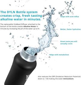 img 2 attached to DYLN 16 oz Alkaline Water Bottle: Optimal pH, 🚰 24-Hour Cold Retention, Vacuum Insulated Stainless Steel, Black - 480 mL