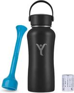 dyln 16 oz alkaline water bottle: optimal ph, 🚰 24-hour cold retention, vacuum insulated stainless steel, black - 480 ml логотип