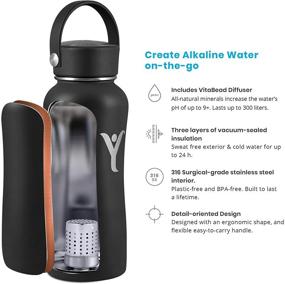 img 3 attached to DYLN 16 oz Alkaline Water Bottle: Optimal pH, 🚰 24-Hour Cold Retention, Vacuum Insulated Stainless Steel, Black - 480 mL