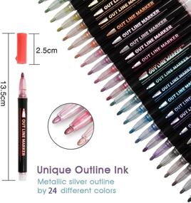 img 1 attached to 🎨 Super Squiggles Outline Markers: Enhance Your Art with 24 Vibrant Colors, Double Line & Self-Outline Metallic Markers