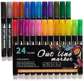 img 2 attached to 🎨 Super Squiggles Outline Markers: Enhance Your Art with 24 Vibrant Colors, Double Line & Self-Outline Metallic Markers