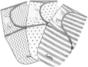 img 4 attached to 👶 Cuddlebug Adjustable Baby Swaddle Blanket & Wrap (Spots & Stripes) - Pack of 3 - Small/Medium (0-3 Months Old): Secure Comfort for Your Little One