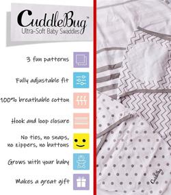 img 2 attached to 👶 Cuddlebug Adjustable Baby Swaddle Blanket & Wrap (Spots & Stripes) - Pack of 3 - Small/Medium (0-3 Months Old): Secure Comfort for Your Little One