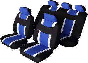 img 3 attached to 🔵 Автониз Универсальная защита сиденья классического спортивного типа - совместимая с подушкой безопасности (синий, полный комплект)