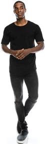 img 2 attached to Men's Black Curved Scallop Longline T-Shirt - Clothing for Stylish Shirts