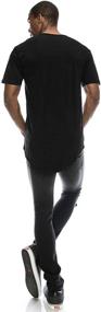 img 1 attached to Men's Black Curved Scallop Longline T-Shirt - Clothing for Stylish Shirts