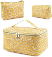 🎒 stylish samzsky makeup bag set: 3 pcs waterproof travel cosmetic bags with zipper, ideal gift for women (yellow) logo