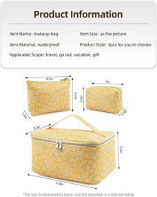 img 2 attached to 🎒 Stylish SAMZSKY Makeup Bag Set: 3 Pcs Waterproof Travel Cosmetic Bags with Zipper, Ideal Gift for Women (Yellow)