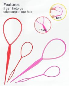 img 2 attached to 🎀 Topsy Tail Hair Tool + 12pcs Hair Accessories + 100pcs Hair Elastics: Vibrant Hair Accessories for Women and Girls by MoHern