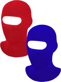 img 4 attached to 🧤 WILLBOND Knitted Ski Full Face Covering Balaclava for Outdoor Sports - 2 Pieces, 1-Hole, Adult, Winter