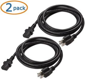img 3 attached to Кабели Cable Matters 2-Pack 16 AWG Heavy Duty с 3-контактным силовым кабелем для монитора компьютера – 10 футов, сертифицированный UL (нержавеющая NEMA 5-15P к IEC C13)
