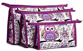 img 1 attached to HappyDaily 3 Pack Purple Owl Waterproof Cosmetic Bags: Multifunctional Makeup Cases, Travel Pouches, and Stylish Storage for Women and Girls