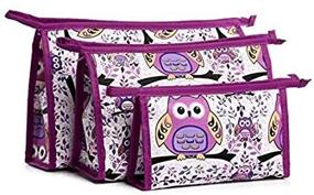 img 2 attached to HappyDaily 3 Pack Purple Owl Waterproof Cosmetic Bags: Multifunctional Makeup Cases, Travel Pouches, and Stylish Storage for Women and Girls