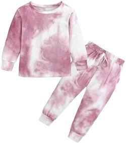 img 4 attached to 👧 Stylish 2Pcs Tie Dye Kids Girls Sweatsuit: Cotton Long Sleeve Outfits Set for Sporty Comfort