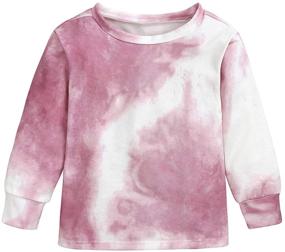 img 3 attached to 👧 Stylish 2Pcs Tie Dye Kids Girls Sweatsuit: Cotton Long Sleeve Outfits Set for Sporty Comfort