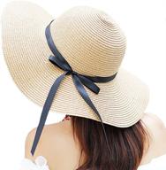 👒 itopfox women's sun hat with big brim - floppy, foldable, bowknot straw hat for summer beach логотип