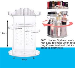 img 2 attached to 💄 360° Rotating Makeup Organizer Shelf, Adjustable Cosmetic Storage Display Case, Spinning Bathroom Countertop Organizer, Fits Jewelry, Makeup Brushes, Lipsticks, and More - Transparent