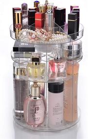 img 4 attached to 💄 360° Rotating Makeup Organizer Shelf, Adjustable Cosmetic Storage Display Case, Spinning Bathroom Countertop Organizer, Fits Jewelry, Makeup Brushes, Lipsticks, and More - Transparent