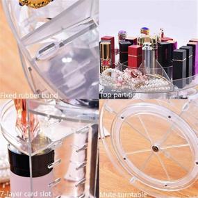 img 1 attached to 💄 360° Rotating Makeup Organizer Shelf, Adjustable Cosmetic Storage Display Case, Spinning Bathroom Countertop Organizer, Fits Jewelry, Makeup Brushes, Lipsticks, and More - Transparent