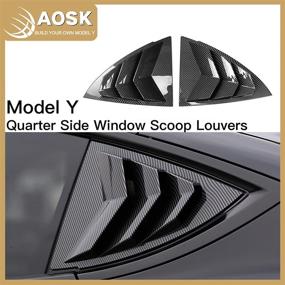 img 4 attached to 🚘 Enhance Your Tesla Model Y's Style with AOSK Quarter Side Window Scoop Louvers in Carbon Fiber Design (2020-2021) - ABS Window Visor Cover