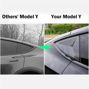 img 2 attached to 🚘 Enhance Your Tesla Model Y's Style with AOSK Quarter Side Window Scoop Louvers in Carbon Fiber Design (2020-2021) - ABS Window Visor Cover