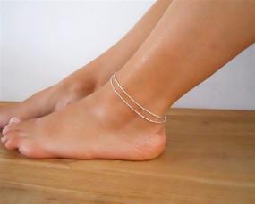 img 3 attached to Boho Adjustable Anklets for Women Teen Girls - Pencros Dainty Layered Anklet with Cute Beads, 14K Gold Filled Satellite Chain and Heart Design