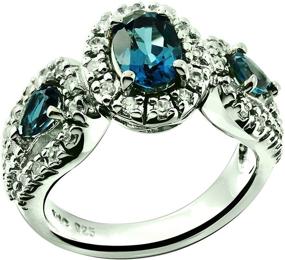 img 4 attached to 💍 RB Gems Sterling Silver 925 Ring: Genuine Gemstone Oval 7x5mm | Rhodium-Plated Finish | 3-Stone-Style