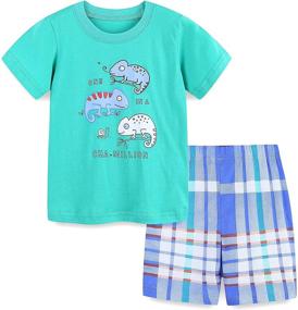 img 4 attached to 🌞 Kids Summer Clothing Set: Little Boys' Outfits with Crewneck Cotton T-Shirt & Casual Shorts, Toddler Playwear Set, Ages 2-8 Years