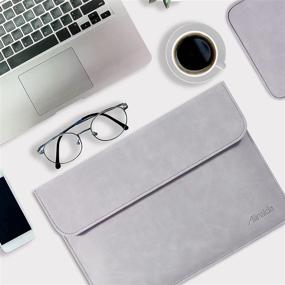 img 1 attached to 📦 Allinside Laptop Sleeve Case with Accessory Pouch - Compatible with MacBook Air 13 & MacBook Pro 13, PU Leather, Gray