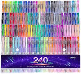 img 4 attached to 🖊️ Gel Pens Set, Tanmit 240 Colored Gel Pen Set with Refills - Ideal for Adults Coloring Books, Drawing, Art Projects - No Duplicate Colors!