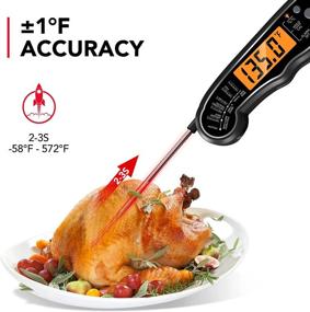 img 3 attached to 🌡️ Digital Meat Thermometer with LCD Backlight Calibration, Waterproof Instant Read Cooking Thermometer for Candy, Deep Fry, Liquids, Turkey, Kitchen, Baking, Smoker, Grill, BBQ