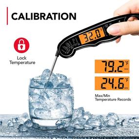 img 1 attached to 🌡️ Digital Meat Thermometer with LCD Backlight Calibration, Waterproof Instant Read Cooking Thermometer for Candy, Deep Fry, Liquids, Turkey, Kitchen, Baking, Smoker, Grill, BBQ