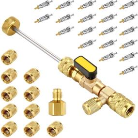 img 4 attached to 🔧 WADEO Valve Core Remover Installer Tool - Dual Size SAE 1/4 &amp; 5/16 Port + 20 PCS Teflon Seal Valve Cores &amp; 10 PCS Brass Nuts - Compatible with R22 R12 R407 R410 R404 R32 R600 A/C