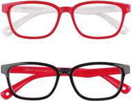 👓 dapaser 2 pack kids blue light glasses: uv protection anti blue glasses with case for age 3-12 (red white + black red) logo