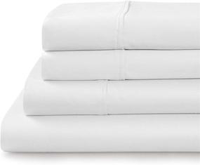 img 4 attached to 🛏️ 1000 Thread Count Full Size Cotton Sheet Set, White - 4 Piece 100% Supima Cotton Sheets - Soft, Silky & Luxurious Sateen Weave, Fits Mattress Up to 20 inches Deep Pocket - Tranquil Nights